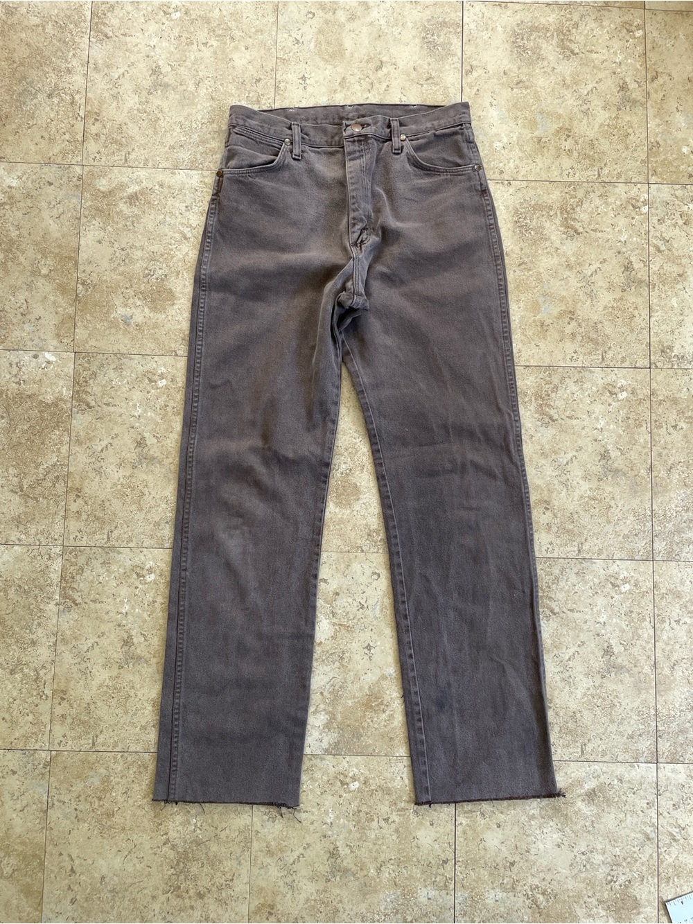 Vintage Made in USA Wrangler 13MW2KL light brown gray denim